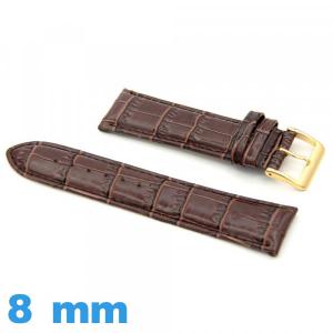 Bracelet de montre Rembourré cuir 8mm Crocodile