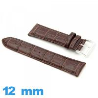 Bracelet montre  cuir véritable 12mm Crocodile