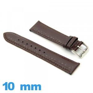 Bracelet 10 mm montre brun cuir Rembourré Grain Buffalo