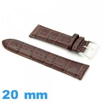 Bracelet cuir véritable  20 mm de montre Crocodile