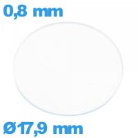 Verre 17,9 mm circulaire de montre verre minéral