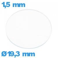 Verre circulaire verre minéral 19,3 mm montre