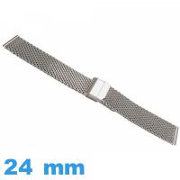 Bracelet Acier Inoxydable argenté pour montre 24mm Maille tressé