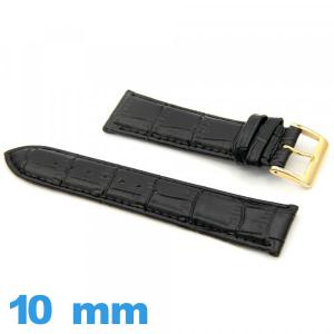 Bracelet cuir Noir montre 10 mm  Crocodile