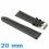 Bracelet 20 mm Noir montre Rembourré cuir Grain lisse