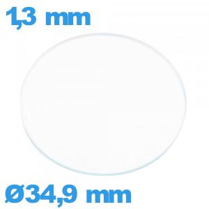 Verre verre minéral circulaire 34,9 mm de montre
