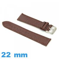 Bracelet 22 mm de montre brun cuir véritable Plat Lézard