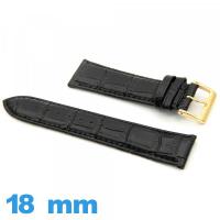 Bracelet de montre  Noir cuir 18 mm Crocodile
