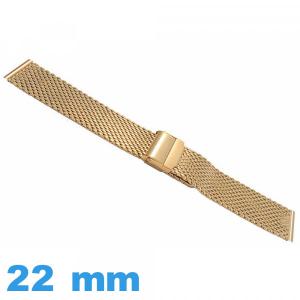 Bracelet MESH tressé Acier Inoxydable 22mm doré pour montre