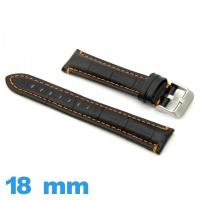 Bracelet cuir Noir 18 mm Rembourré de montre Alligator