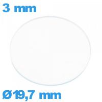 Verre plat pour montre verre minéral 19,7 mm circulaire