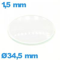 Verre en verre minéral circulaire bombé 34,5 mm montre