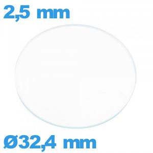 Verre plat pour montre verre minéral 32,4 mm circulaire