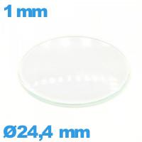 Verre pour montre 24,4 mm verre minéral circulaire bombé