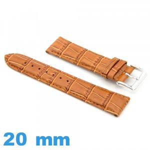 Bracelet cuir Crocodile montre 20 mm 