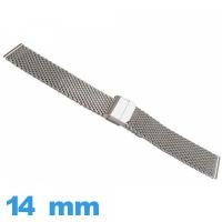 Bracelet 14mm pour montre Maille Milanaise argenté métal