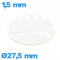 Verre circulaire 27,5 mm montre en verre minéral bombé