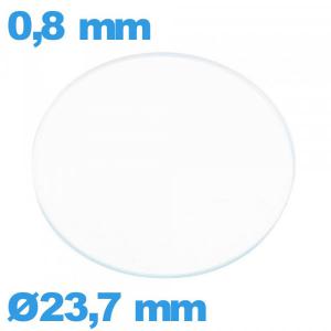 Verre circulaire plat 23,7 mm en verre minéral montre