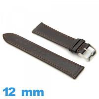 Bracelet de montre cuir Lisse  12mm