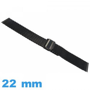 Bracelet pour montre Maille Milanaise 22 mm noir 