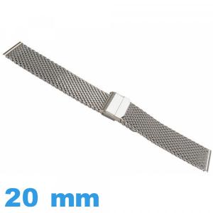 Bracelet de montre argenté Maille tressé Acier Inoxydable 20 mm