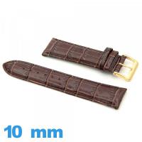 Bracelet 10 mm de montre Rembourré cuir Crocodile