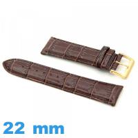 Bracelet cuir montre 22 mm Rembourré Crocodile