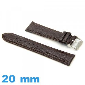 Bracelet cuir véritable pour montre 20 mm Rembourré Lézard