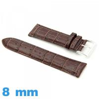 Bracelet 8mm montre brun foncé cuir  Crocodile