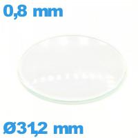 Verre bombé montre verre minéral circulaire 31,2 mm