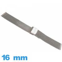 Bracelet Maille Milanaise acier 16mm argenté montre