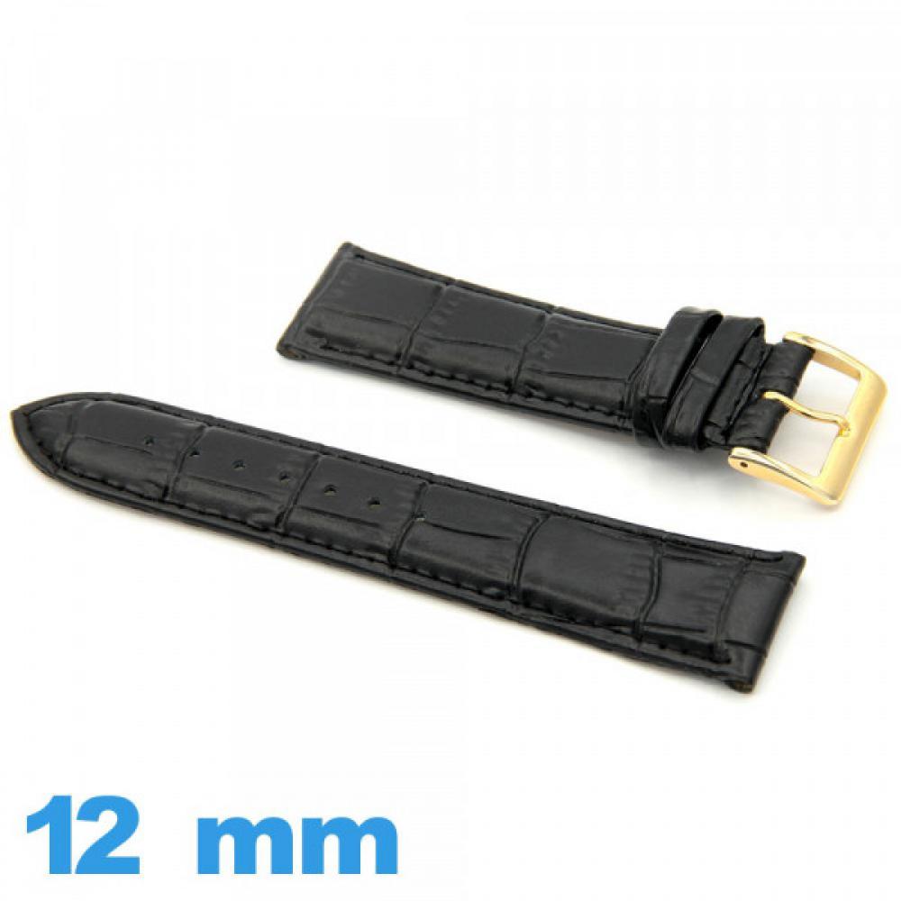 Bracelet De Montre En Cuir De Crocodile Véritable - Largeur 16 Mm - Vintage - Occasion