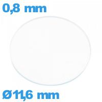 Verre circulaire 11,6 mm plat montre verre minéral