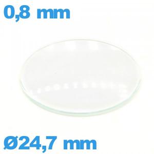 Verre circulaire 24,7 mm en verre minéral bombé montre