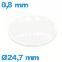 Verre circulaire 24,7 mm en verre minéral bombé montre