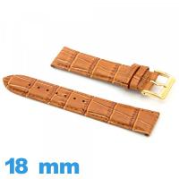 Bracelet pour montre Rembourré 18mm marron clair cuir Crocodile