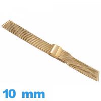 Bracelet acier Maille Milanaise doré de montre 10mm