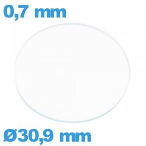Verre circulaire plat 30,9 mm en verre minéral de montre