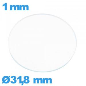 Verre circulaire plat 31,8 mm en verre minéral de montre