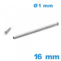 Tige pour bracelet montre 16mm cylindrique Argenté avec capuchon  de bracelet montre