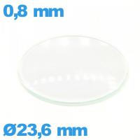 Verre circulaire 23,6 mm en verre minéral bombé de montre