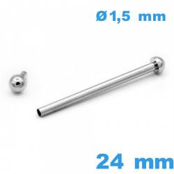 Barre pour bracelet montre cylindrique avec capuchon pression 24mm pour bracelet montre
