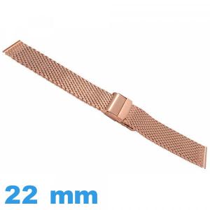 Bracelet métal or rose 22 mm Maille Milanaise pour montre