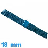Bracelet acier inox bleu 18mm Maille Milanaise de montre