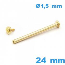 Barrette fermoir 24 mm cylindrique Doré à rivet  de bracelet pour montre