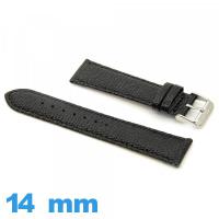 Bracelet pour montre Rembourré 14 mm Noir cuir véritable Lézard