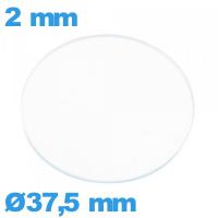 Verre plat 37,5 mm de montre en verre minéral circulaire