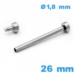 Barre 26mm Argenté bracelet à rivet cylindrique  Argenté de bracelet 