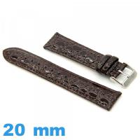 Bracelet cuir véritable de montre 20 mm  Crocodile