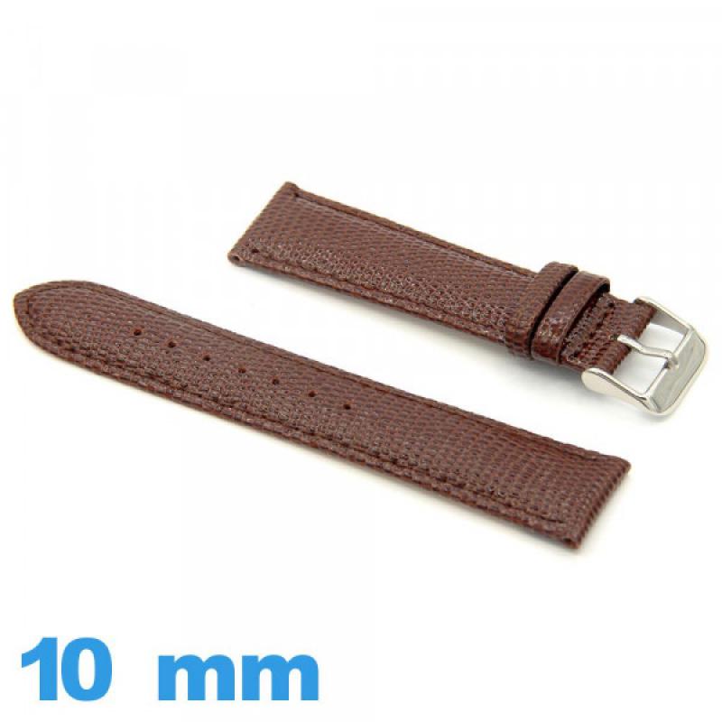 Bracelet De Montre En Cuir De Lézard Véritable Noir 10mm - Fabriqué En France - Neuf